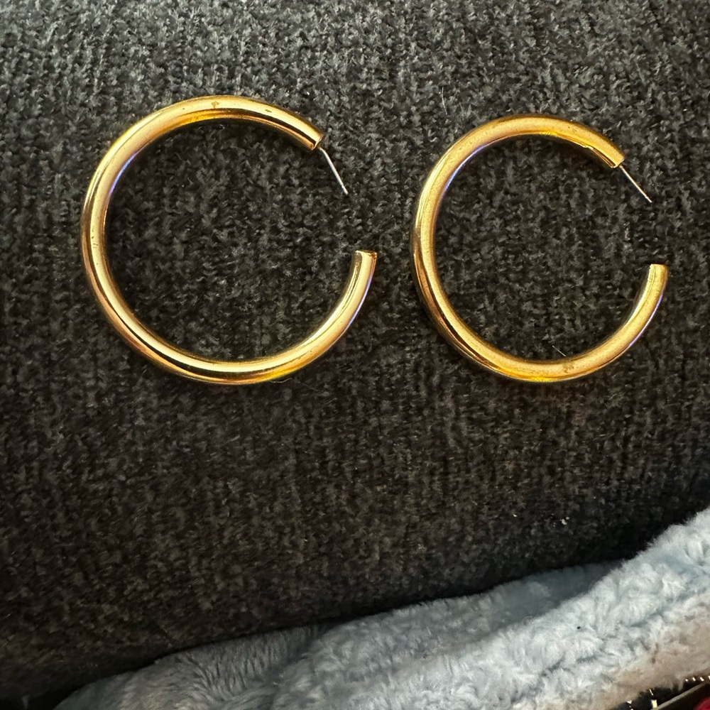 BaubleBar Shiny Gold Hoop Earrings